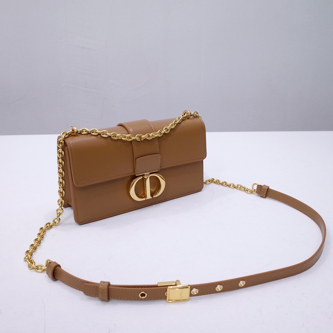 30 Montaigne East-West Bag with Chain Medium Tan Calfskin